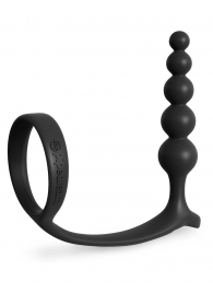 Черная анальная цепочка с эрекционным кольцом Ass-gasm Cockring Anal Beads - Pipedream - в Сочи купить с доставкой