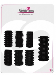 Набор из 7 черных насадок PENIS SLEEVES SET - Dream Toys - в Сочи купить с доставкой