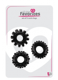 Набор из 3 черных эрекционных колец SET OF 3 COCKRINGS - Dream Toys - в Сочи купить с доставкой