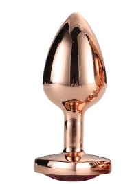 Золотистая анальная втулка с кристаллом-сердечком розового цвета - 7,1 см. - Dream Toys - купить с доставкой в Сочи
