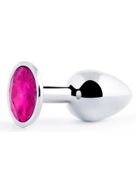 Серебристая анальная пробка с малиновым кристаллом - 7,2 см. - Anal Jewelry Plug - купить с доставкой в Сочи