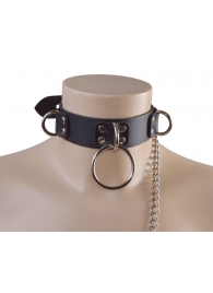 Черный кожаный ошейник Big Ring - Sitabella - купить с доставкой в Сочи