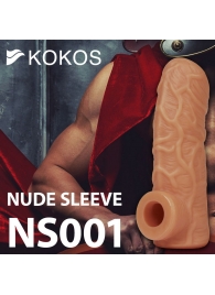 Телесная открытая насадка-реалистик с подхватом мошонки Nude Sleeve L - 14 см. - KOKOS - в Сочи купить с доставкой