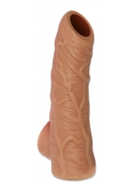 Телесная открытая насадка-реалистик с подхватом мошонки Nude Sleeve L - 14 см. - KOKOS - в Сочи купить с доставкой