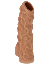 Телесная насадка с венками и открытой головкой Nude Sleeve L - 14 см. - KOKOS - в Сочи купить с доставкой