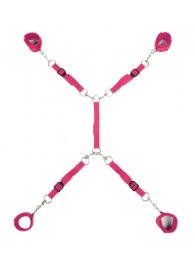 Ярко-розовый набор фиксаций на кровати Classic Bed Spreader - Lux Fetish - купить с доставкой в Сочи