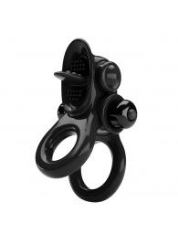 Черное эрекционное кольцо с подхватом мошонки и стимулятором клитора Passionate Ring - Baile - в Сочи купить с доставкой