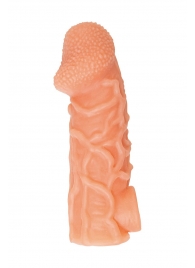Телесная закрытая насадка с венками Cock Sleeve Size M - 15,6 см. - KOKOS - в Сочи купить с доставкой