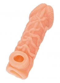 Телесная закрытая насадка с венками Cock Sleeve Size L - 17,6 см. - KOKOS - в Сочи купить с доставкой