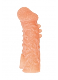 Телесная закрытая насадка с шершавой головкой Cock Sleeve Size M - 15,6 см. - KOKOS - в Сочи купить с доставкой