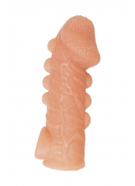 Телесная закрытая насадка с шишечками Cock Sleeve Size L - 17,6 см. - KOKOS - в Сочи купить с доставкой