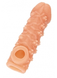 Телесная закрытая насадка с пучками шишечек Cock Sleeve Size M - 15,6 см. - KOKOS - в Сочи купить с доставкой