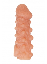 Телесная закрытая насадка с шариками Cock Sleeve Size M - 15,6 см. - KOKOS - в Сочи купить с доставкой