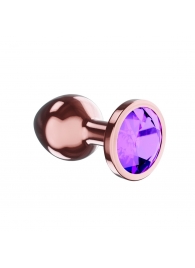 Пробка цвета розового золота с фиолетовым кристаллом Diamond Amethyst Shine S - 7,2 см. - Lola Games - купить с доставкой в Сочи