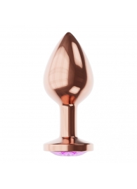 Пробка цвета розового золота с фиолетовым кристаллом Diamond Amethyst Shine S - 7,2 см. - Lola Games - купить с доставкой в Сочи