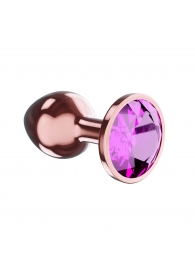 Пробка цвета розового золота с лиловым кристаллом Diamond Quartz Shine L - 8,3 см. - Lola Games - купить с доставкой в Сочи