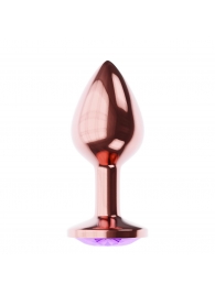 Пробка цвета розового золота с фиолетовым кристаллом Diamond Amethyst Shine L - 8,3 см. - Lola Games - купить с доставкой в Сочи