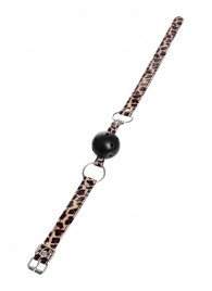 Черный кляп-шар на леопардовых ремешках Anonymo - ToyFa - купить с доставкой в Сочи