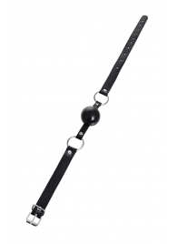 Черный кляп-шар на кожаных ремешках Anonymo - ToyFa - купить с доставкой в Сочи