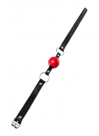 Красный кляп-шар на черных ремешках Anonymo - ToyFa - купить с доставкой в Сочи