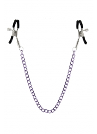Зажимы для сосков с фиолетовой цепочкой Sweet Caress Nipple Chain - Sweet Caress - купить с доставкой в Сочи