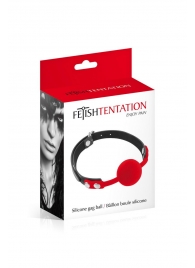 Красный кляп-шарик на черных ремешках - Fetish Tentation - купить с доставкой в Сочи