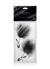 Зажимы на соски с черными пуховыми кисточками Sweet Caress Feather Nipple Clumps - Sweet Caress - купить с доставкой в Сочи