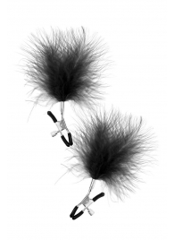 Зажимы на соски с черными пуховыми кисточками Sweet Caress Feather Nipple Clumps - Sweet Caress - купить с доставкой в Сочи