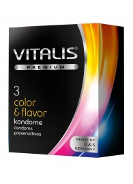 Цветные ароматизированные презервативы VITALIS PREMIUM color   flavor - 3 шт. - Vitalis - купить с доставкой в Сочи