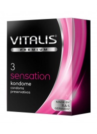 Презервативы с пупырышками и кольцами VITALIS PREMIUM sensation - 3 шт. - Vitalis - купить с доставкой в Сочи