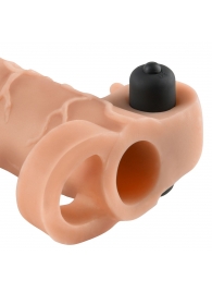 Телесная вибронасадка с кольцом Vibrating Real Feel 2 Extension - 16 см. - Pipedream - в Сочи купить с доставкой