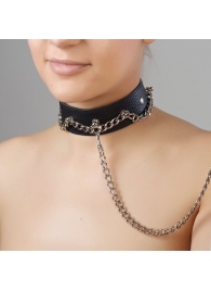 Чёрный ошейник из натуральной кожи - Sitabella - купить с доставкой в Сочи