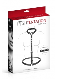 Черная упряжь на тело с шипами на ошейнике - Fetish Tentation - купить с доставкой в Сочи