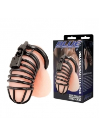 Черная металлическая клетка с замком Deluxe Chastity Cage - BlueLine - купить с доставкой в Сочи