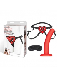 Красный поясной фаллоимитатор Red Heart Strap on Harness   5in Dildo Set - 12,25 см. - Lux Fetish - купить с доставкой в Сочи
