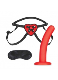 Красный поясной фаллоимитатор Red Heart Strap on Harness   5in Dildo Set - 12,25 см. - Lux Fetish - купить с доставкой в Сочи