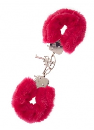 Металлические наручники с красной меховой опушкой METAL HANDCUFF WITH PLUSH RED - Dream Toys - купить с доставкой в Сочи