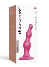 Розовая насадка Strap-On-Me Dildo Plug Beads size S - Strap-on-me - купить с доставкой в Сочи