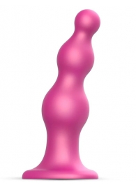 Розовая насадка Strap-On-Me Dildo Plug Beads size S - Strap-on-me - купить с доставкой в Сочи