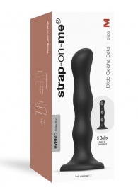 Черная насадка Strap-On-Me Dildo Geisha Balls size M - Strap-on-me - купить с доставкой в Сочи
