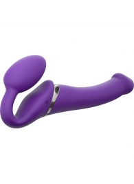 Фиолетовый безремневой вибрострапон Silicone Bendable Strap-On - size M - Strap-on-me - купить с доставкой в Сочи