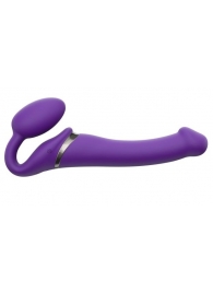 Фиолетовый безремневой вибрострапон Silicone Bendable Strap-On - size M - Strap-on-me - купить с доставкой в Сочи