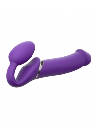 Фиолетовый безремневой вибрострапон Silicone Bendable Strap-On - size XL - Strap-on-me - купить с доставкой в Сочи