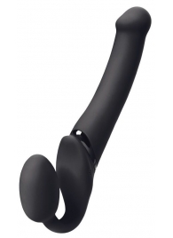 Черный безремневой вибрострапон Silicone Bendable Strap-On - size XL - Strap-on-me - купить с доставкой в Сочи