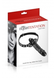 Черный кляп-фаллоимитатор Double Penis Gag - Fetish Tentation - купить с доставкой в Сочи