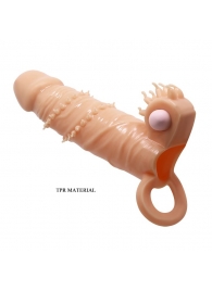 Телесная удлиняющая вибронасадка Penis Sleeve Connor - 17 см. - Baile - в Сочи купить с доставкой