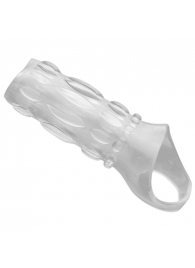 Насадка на пенис с кольцом для мошонки Clear Sensations Enhancer Sex Sleeve - 11,5 см. - XR Brands - в Сочи купить с доставкой
