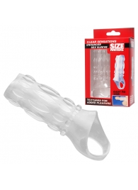 Насадка на пенис с кольцом для мошонки Clear Sensations Enhancer Sex Sleeve - 11,5 см. - XR Brands - в Сочи купить с доставкой