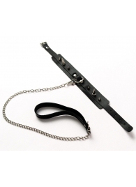 Черный ошейник с шипами и поводком - Crazy Handmade - купить с доставкой в Сочи