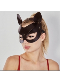 Коричневая кожаная маска  Кошечка - Sitabella - купить с доставкой в Сочи